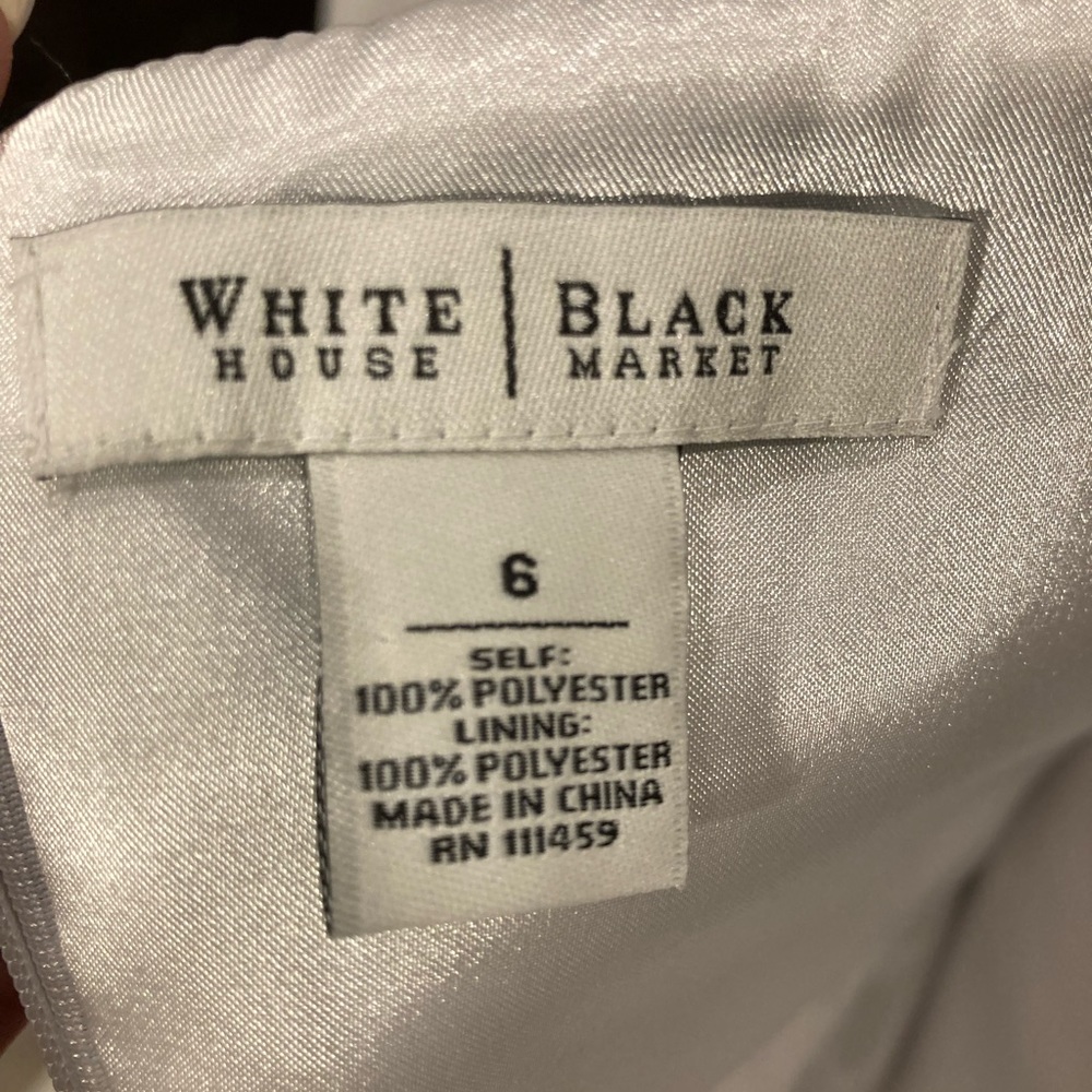 White House Black Market black and white pattern ruched top cocktail dress - Picture 3 of 3